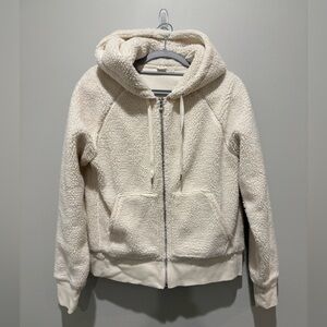 Gap Women's Full Zip Sherpa Hoodie Snow White Size M